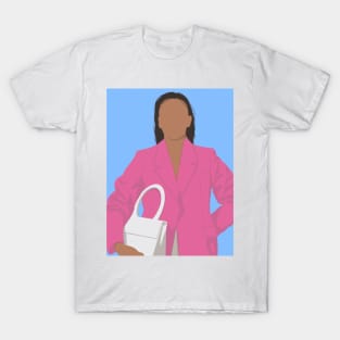 Illustration of a girl in a bright pink jacket T-Shirt